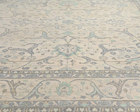 12x12 Zeigler Beige Afghan Hand Knotted Square Wool Area Rug